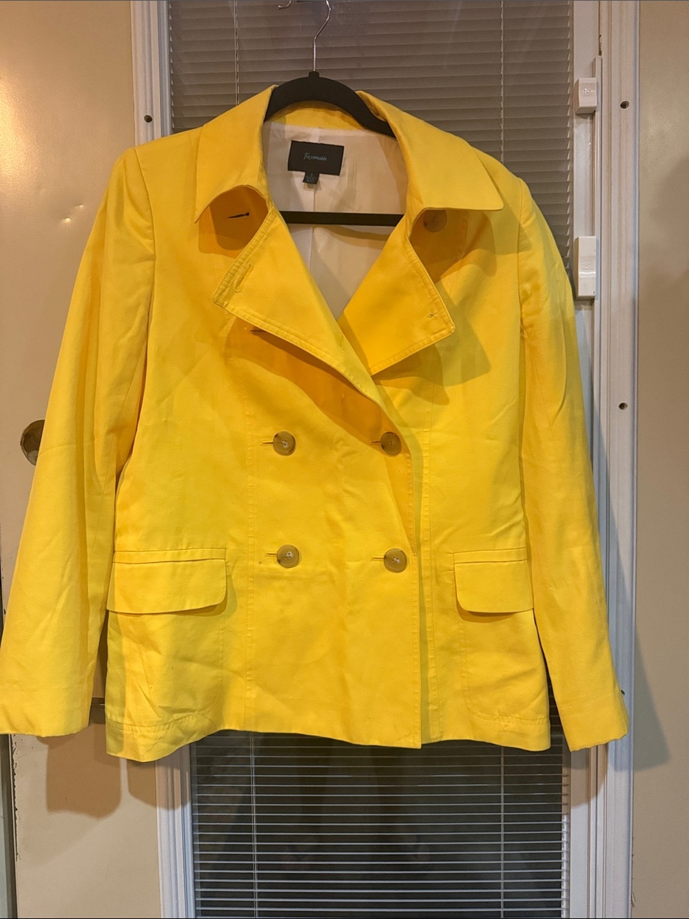 Faconnable Bright Yellow Double-Breasted Peacoat